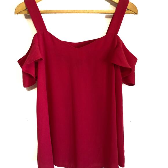Kut From The Kloth pink short sleeve cold shoulder top solid ruffle Size S - Picture 1 of 6